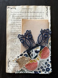 Ecktasche Junk Journal Ephemera marine rosa Blumen Garten Handarbeit Grimoire - Bild 1 von 6