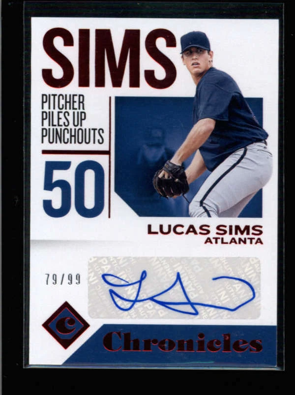 LUCAS SIMS 2018 PANINI CHRONICLES RED AUTOGRAPH AUTO #73/99 AH5026 - Image 1 of 1