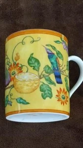 Hermes Paris Porcelain Mug Cup La Siesta Yellow Porcelain Tableware - Picture 1 of 4
