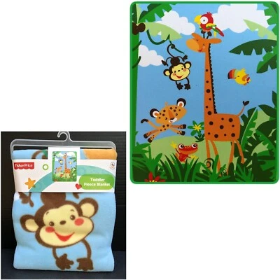 Manta polar Fisher Price Rainforest 40x50" para niños pequeños (con defecto) animales tropicales Foto 1 de 4