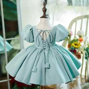 Formal Kids Girl Princess Luxury Gown Children Party Green Dress Evening Robe - Picture 1 of 13