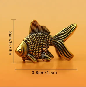 Goldfish Figurines Retro Brass Lucky Animal Statue Ornament Home Decor - Picture 1 of 1