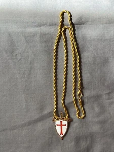 Masonic Knights Templar Rope Chain Necklace Shield Red Cross Fraternity NEW! - Picture 1 of 3