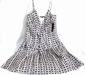 Morrell Maxie 100 % SEIDE kurzes Partykleid Größe 4 schwarz & weiß neu mit Etikett mm5649 - Bild 1 von 7