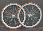 Nos White Fixed Gear Track Bike Wheels 700C Deepv Rims Hub Bicycle Vintage Tires