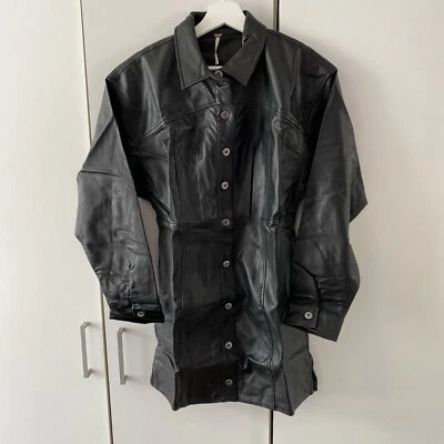 Mini Vestido Free People Ámbar Vegano Manga Larga Talla 8 UK 12 Negro Foto 1 de 4