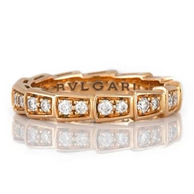 Anillo Bulgari Serpenti Viper Original Oro Rosa 18K, 0.48 Ctw, Talla 53 Foto 1 de 4