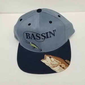 Bassin' Fishing Snapback Hat, Dad Gift, Fishing Gift, Bass & Lure Logo - Picture 1 of 6