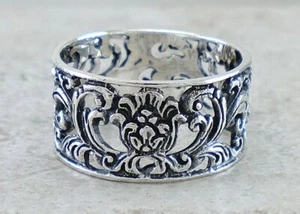 ANILLO BANDA FILIGRANA PLATA ESTERLINA .925 ANCHO talla 7 estilo # r2802 - Imagen 1 de 2