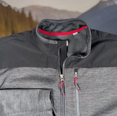 Orvis Outdoor Jacket Men XL Gray Black Full Zip/Pockets Fleece Polyester-EUC - Image 1 of 4