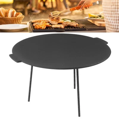 BBQ Grill Pan Smokeless Durable Heat Resistant Cast Iron Round BBQ Griddle For I - Image 1 of 4