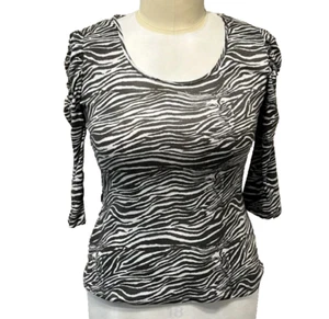 No Boundaries | Camiseta Manga Acanalada Estampado Tigre Gris y Blanco L - Imagen 1 de 7