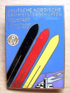 ALEMANIA - CAMPEONATO DE ESQUÍ NÓRDICO SELVA NEGRA 2-6 FEB. 1955 GRAN INSIGNIA ESMALTE - Imagen 1 de 2