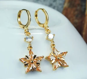 Ansehenswerte Ohrringe Damen- Ohrringe Filled Gold K18/750er Champagne Topas - Bild 1 von 2