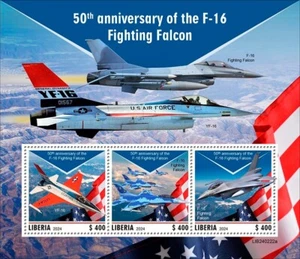 2025 04- LIBERIA- F16 FIGHTING FALCON 50TH 3V complet set MNH/** - Picture 1 of 1