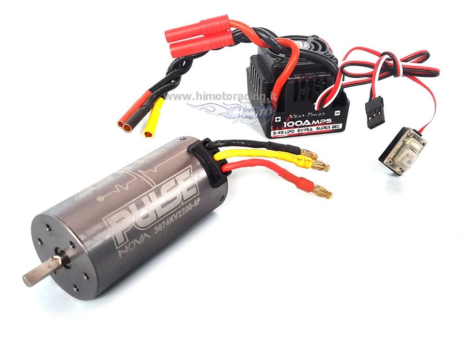 COMBO BRUSHLESS SENSORLESS MOTORE 3674 2200KV ø5mm + REGOLATORE ESC 100A HIMOTO - Immagine 1 di 1