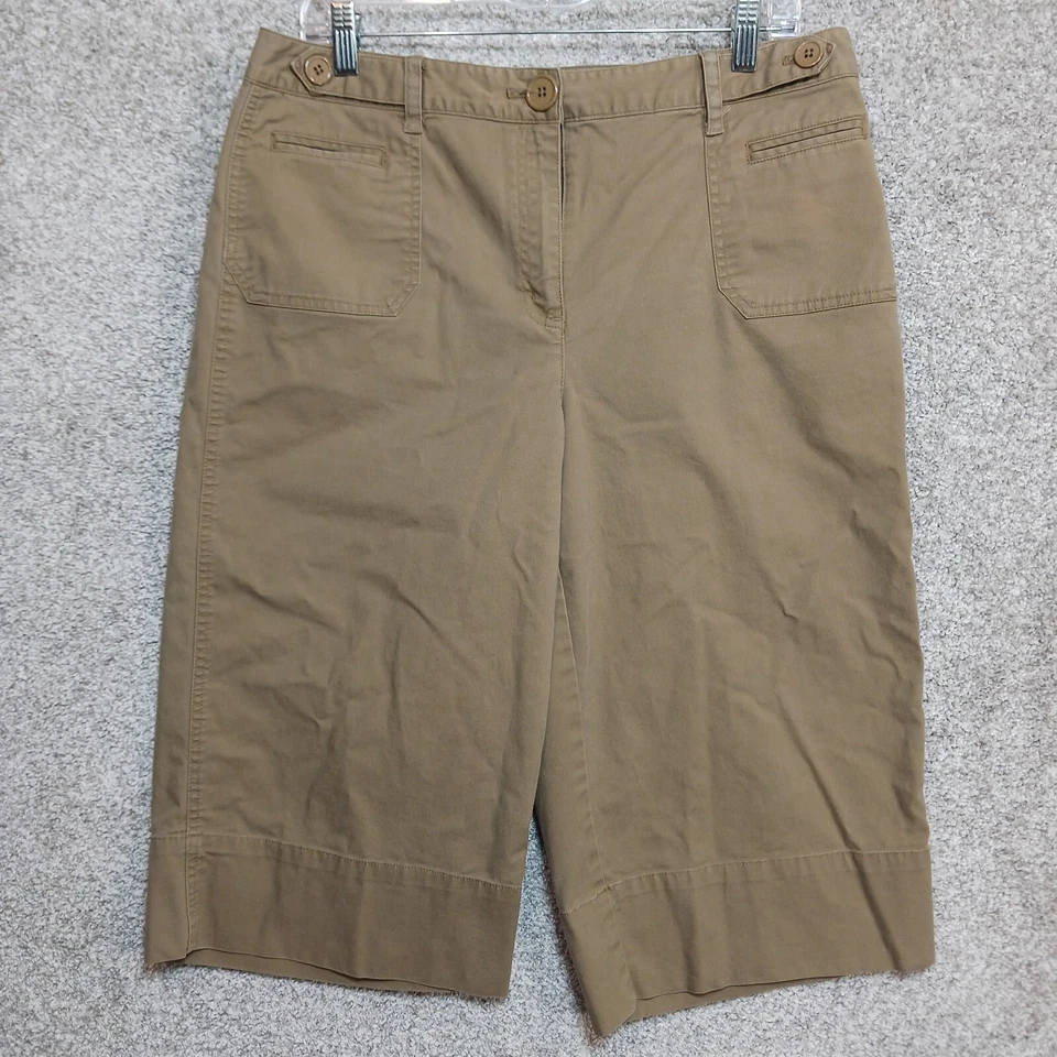 Talbots Shorts Womens 16 Brown Petite Stretch Straight Leg Flat Front Canvas - Image 1 of 4