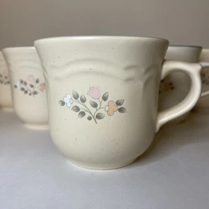 Set Of 6~ Remembrance by Pfaltzgraff ~Coffee Tea Cup Mug Peach White Flowers - Picture 1 of 8