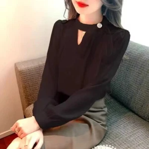 NEW Office Chiffon Blouse Spring Autumn Long Sleeve Shirt Tops Women Clothes - Picture 1 of 2