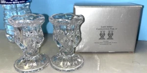 Candelabros Gorham de cristal de corte transparente - Juego de 2 - 3" de alto x 2" de ancho - Imagen 1 de 6