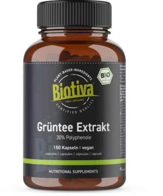 BIOTIVA Grüntee Extrakt Bio 300 Kapseln (2x150)