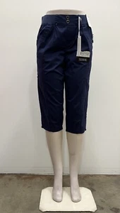 Dash solid cotton pull on front and back pockets elastic waist belt loops Capri - Picture 1 of 6