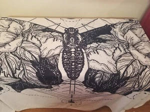 Wall Art Tapestry Poster Boho White Black Moth Floral Celestial Cosmos 60X80" - Picture 1 of 8