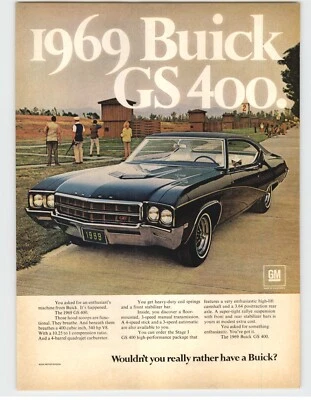 1969 Black Buick GS 400 Muscle Car Shooting Range Photo Vintage Car Print Ad  - Image 1 of 4