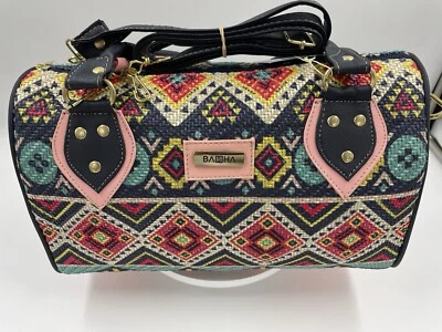 Barrell Duffel Purse Handbag Cross Body Leather Jute Ethnic Hand Made Artisanal - Image 1 of 4