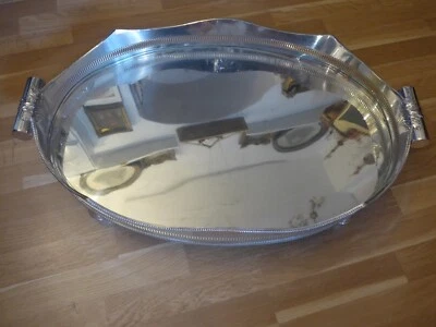 Großes ovales Serviertablett Kupfer mit über 3% Versilberung 3x gestempelt oval - Bild 1 von 4