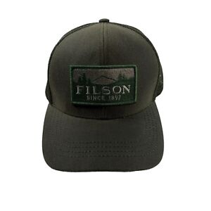 Filson Cap Men's Wax Canvas Trucker Hat Otter Green Tin Cloth