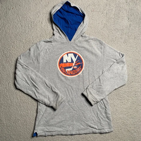 New York Islanders Sweater Reebok Hoodie Reversible Sweatshirt Size S Runs Big Cover