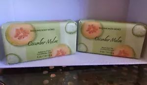 2 Bath & Body Works CUCUMBER MELON Shea Butter Cleansing Bar Soap NEW - Picture 1 of 2