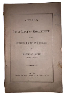 1883, GRAND LODGE OF MASSACHUSETTS AGAINST SPURIOUS RIGHTS & DEGREES, MASONIC - Image 1 of 4