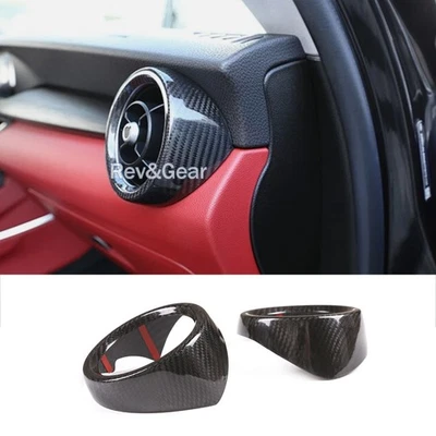Cubierta de salida de ventilación lateral de fibra de carbono real para Alfa Romeo Stelvio 2017-22 Foto 1 de 4