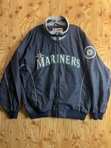 Giacca Bomber Vintage Seattle Mariners Majestic Dugout Full Zip Foderata in Pile Uomo XL - Foto 1 di 16
