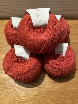 5 balls x 100g Debbie Bliss Fine Donegal Tweed  in Terracotta -Sh 06 Deep Orange - Image 1 of 4