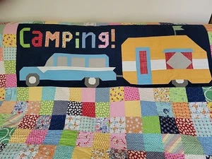 Large Handmade Patchwork Quilt Camping Camper Travel 70x84 Full Size - Picture 1 of 15