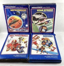 4 Intellivision Games With Rough Boxes With Manuals Overlays