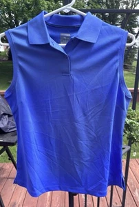Page & Tuttle Solid Short Sleeve Polo Shirt Womens Periwinkle Casual New Medium - Picture 1 of 7