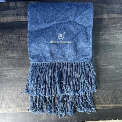 Alpaca Camargo Scarf Blue 72" w/ Fringe Peru Embroidered Logo Winter Neckwear - Image 1 of 4