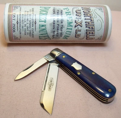 2023~NORTHFIELD~GEC~MINT UNUSED~SWELL END JACK BLUE BONE POCKET KNIFE +ORIG. BOX - Image 1 of 4