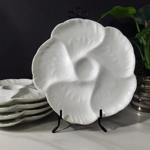 CFH GDM Charles Field Haviland White Flower Oyster Plate Set of 5 Limoges France - Picture 1 of 15