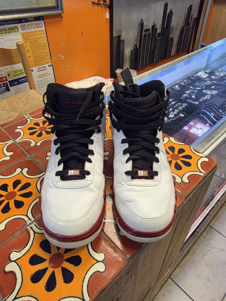 Talla 8 - Air Jordan Fusion 9 Blanco Negro Rojo 352753 102 Foto 1 de 4