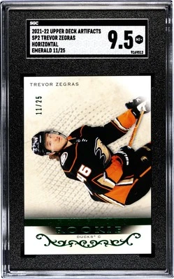 2021-22 Trevor Zegras Artifacts #SP2 Horizontal Emerald /25- SGC 9.5- POP1- SSP - Image 1 of 2