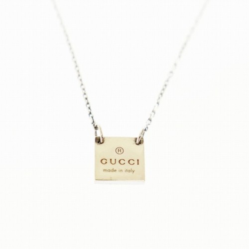 Collana Gucci Placca Logo Quadrato Ag925 Argento Marca Vintage Abbigliamento Vettore Us