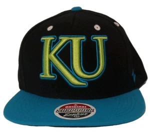 New Kansas Jayhawks KU University of Kansas Zephyr Snapback Hat Black & Teal - Picture 1 of 7