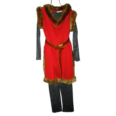 Средневековый костюм красный парчи туника синий под изделия Sz Sm-XLg - Изображение 1 из 4