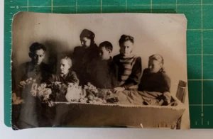 Photograph Of Funeral B&W, Ukraine unknown date, Open casket mourners death - Picture 1 of 2