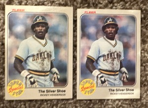 1983 Fleer #639 Rickey Henderson, The Silver Shoe, Oakland Athletics (2) HOF
